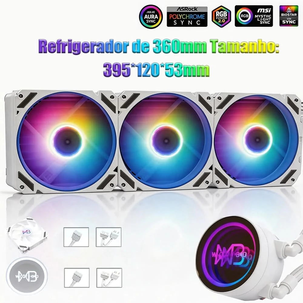 Wovibo Pc Cpu Water Cooler AIO Radiador 240mm 360mm ARGB RGB  Para Intel 115x 1200 1700 2011 X79 X99 AMD AM4 AM5 Ventilador