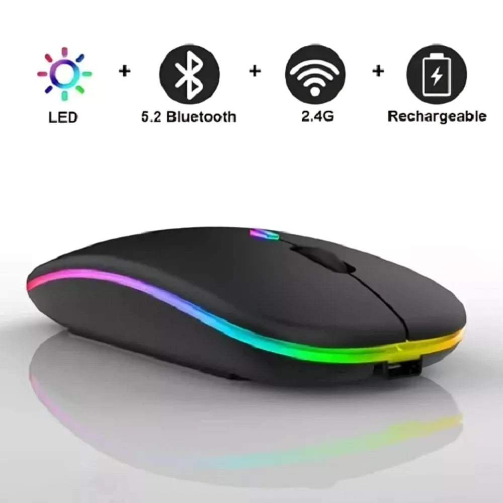 Kabellose Maus mit wiederaufladbarem Akku, 2,4 GHz, RGB-LED, Home Office