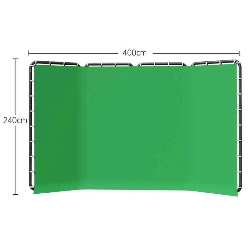 2.4x2.4m Hintergrundrahmen Schwarz/Weiß/Grün/Grau Bildschirmwand Faltbar für Tiktok Live Fotostudio Kit Chromakey Greenscreen-Rahmen