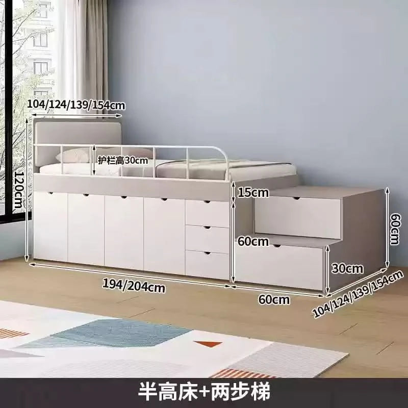 Customizable small apartment children's half-height bed bedroom storage tatami bed