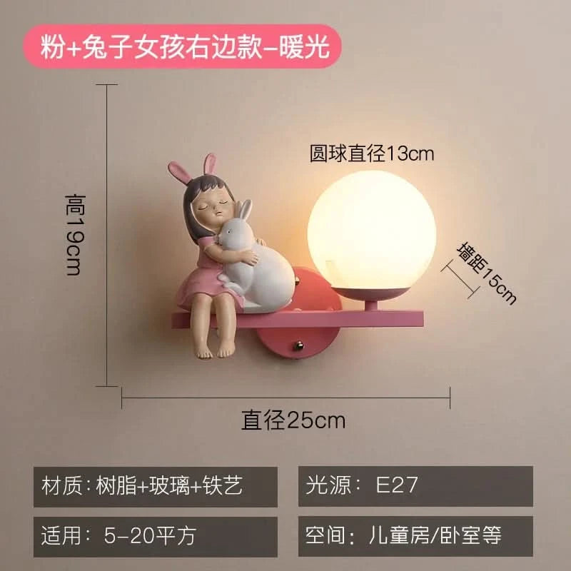 Children's Room Bedside Wall Lamp Girl Boy Wall Art Sconce Creative Cartoon Eye Protection Led Home Decoration Salon Home