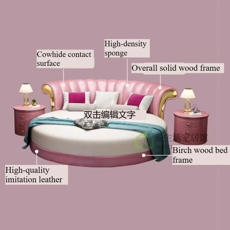 Bedroom Unique Beds Storage Cabinets Nordic Full Size Round Bed Frame Headboard Upholstery Muebles Para El Hogar Furnitures