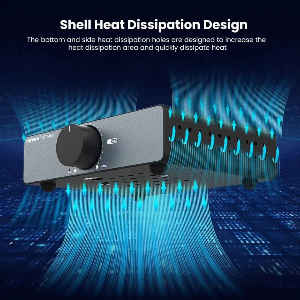 AIYIMA Audio A07 MAX Stereo-Verstärker 300W X2 TPA3255 Leistungsverstärker 2-Kanal brückbar Mono 600W Verstärker für Passivlautsprecher