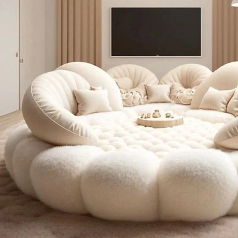 Round Aesthetics Soft Bed Frame European Full Master Bedroom Hotel Create Bed King Size Fashionable Modern Cama Casal Furniture