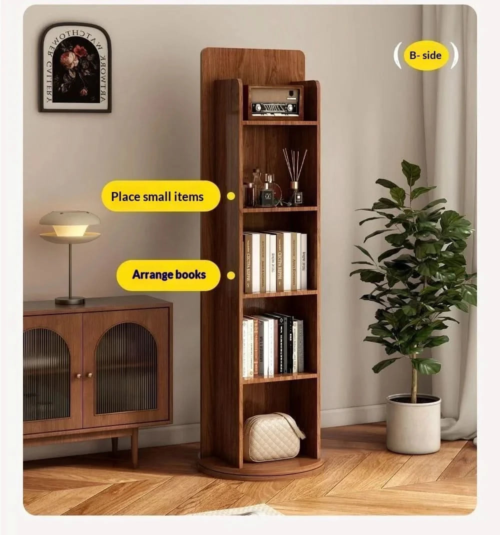 Full Length Floor Mirror Rotating Wooden Frame Bookshelf Full Body Standing Mirror Bedroom Living Room Large Luxury No Warping