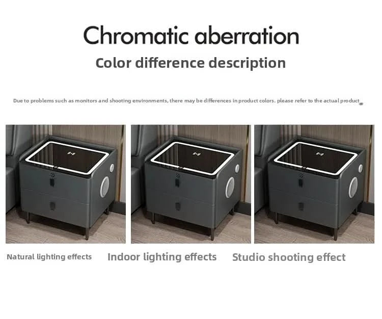 Bedside Table with Wireless Charging – 2-Tier Smart Nightstand with Lockable Drawer & Rechargeable LED Light
