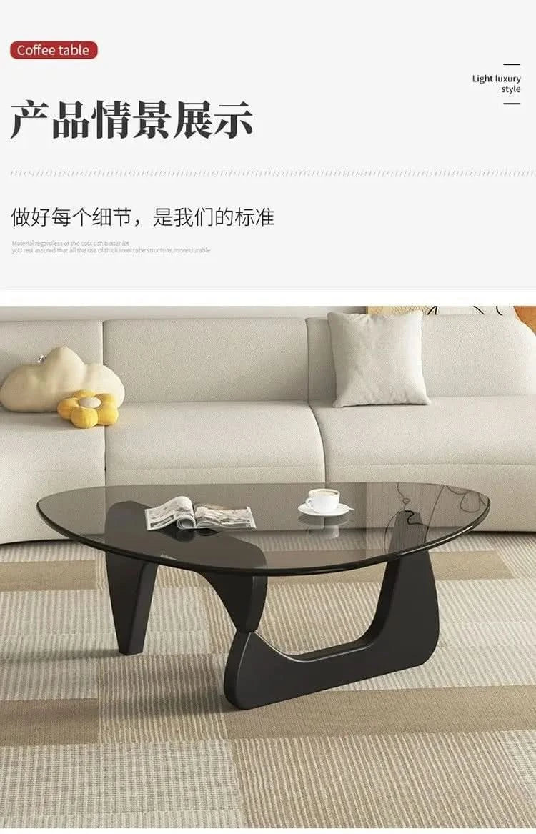 Modern simple creative round coffee table household small apartment living room tempered glass coffee table Internet celebrity