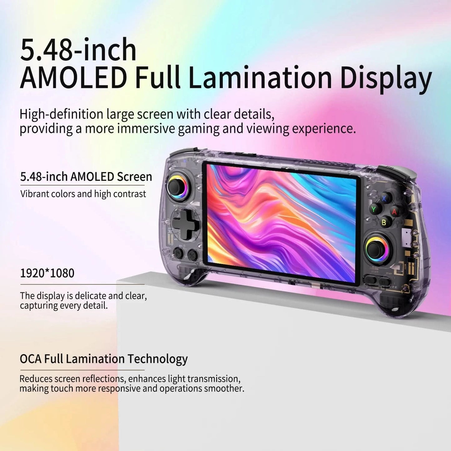 ANBERNIC RG557 Handheld-Spielekonsole 5,48'' AMOLED Android14 5500 mAh Bluetooth 5.3 PS2 Tragbarer Videospiel-Player Dimensity 8300