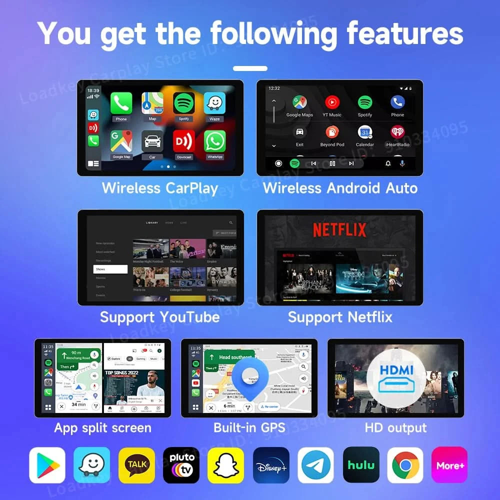 Carlinkit HDMI-Ausgang Auto TV Mate Carplay Qualcomm 6225 8-Core Android Auto Wireless Adapter unterstützt Youtube GPS Split Screen
