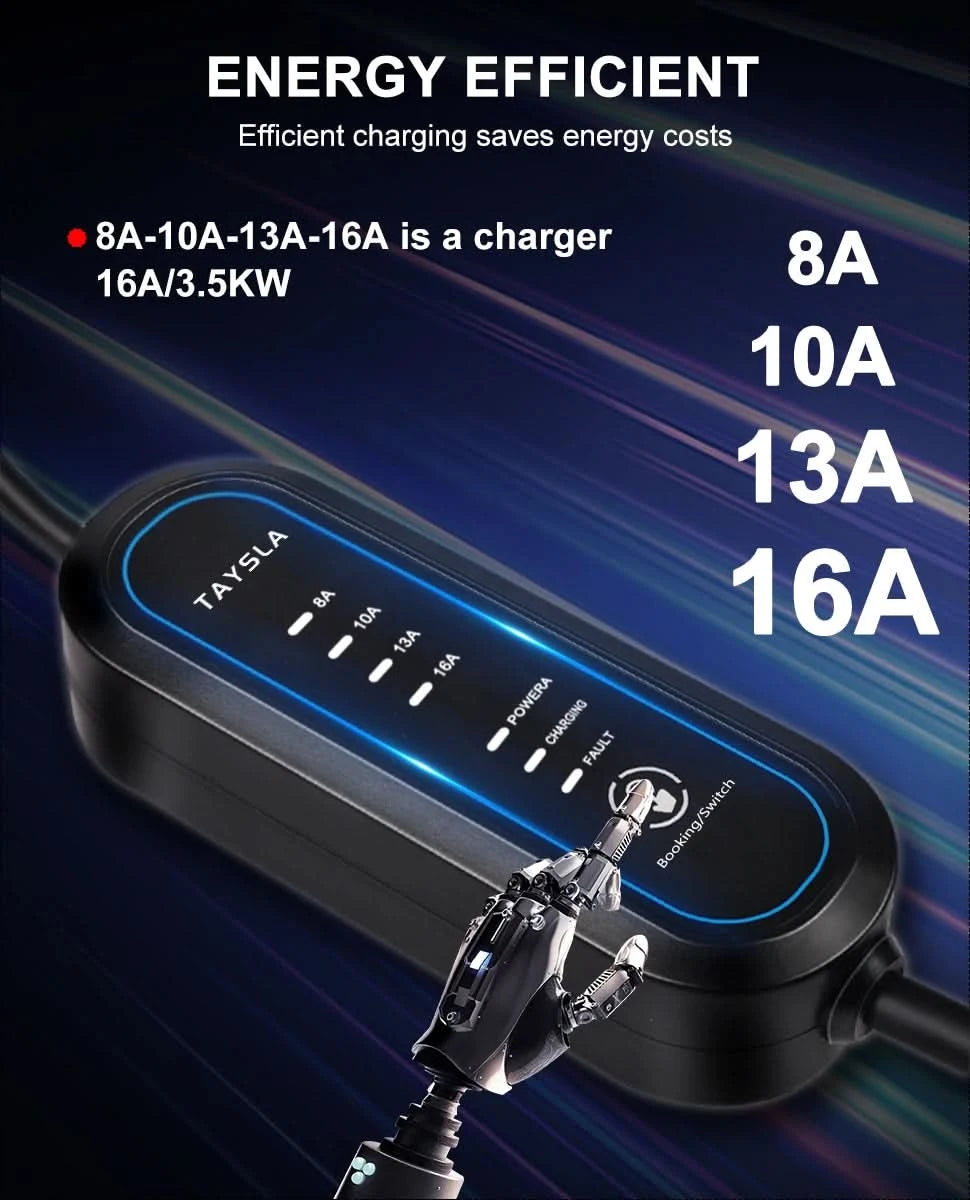 TAYSLA Type 2 Portable Electric Vehicle Charger 3.5KW Brazilian Electric Vehicle Charging Cable Plug