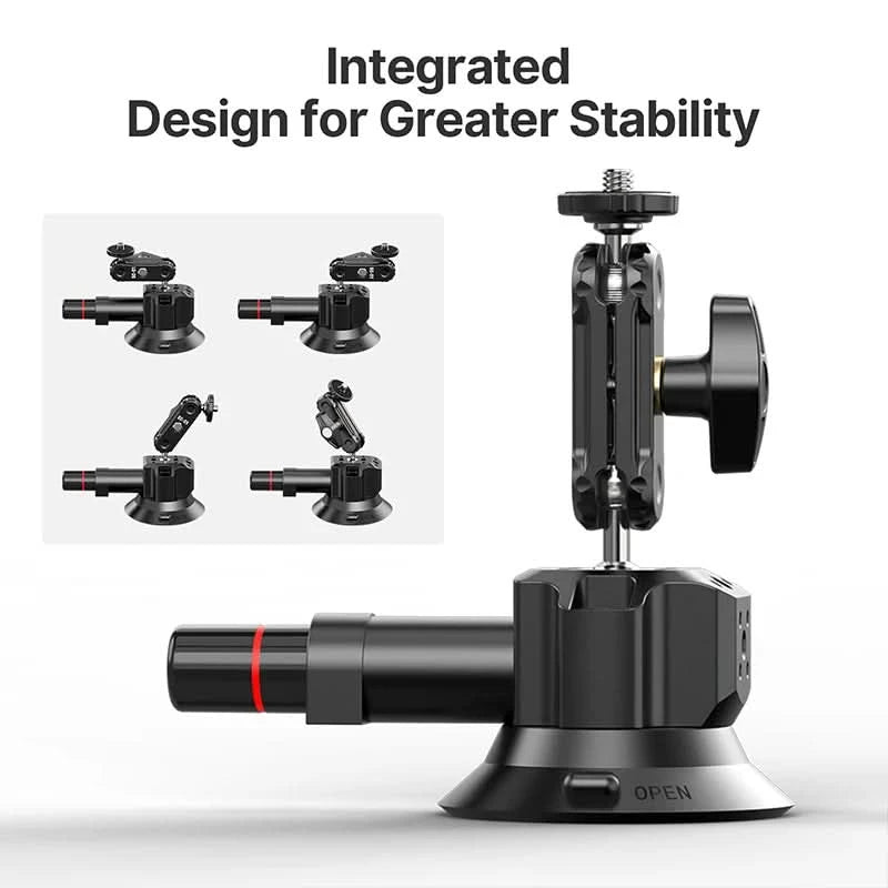 Ulanzi 3 Zoll/4,5 Zoll Action-Kamera Handpumpen-Saugnapf 1/4" 3/8" Kamerastabilisator Halterung für GoPro Insta360 Telefon