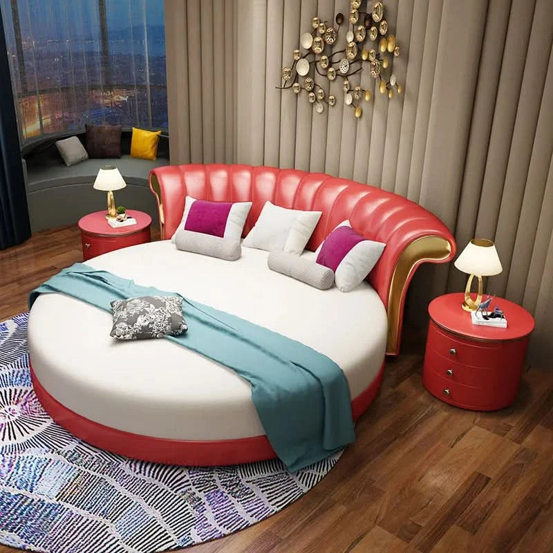 Bedroom Unique Beds Storage Cabinets Nordic Full Size Round Bed Frame Headboard Upholstery Muebles Para El Hogar Furnitures