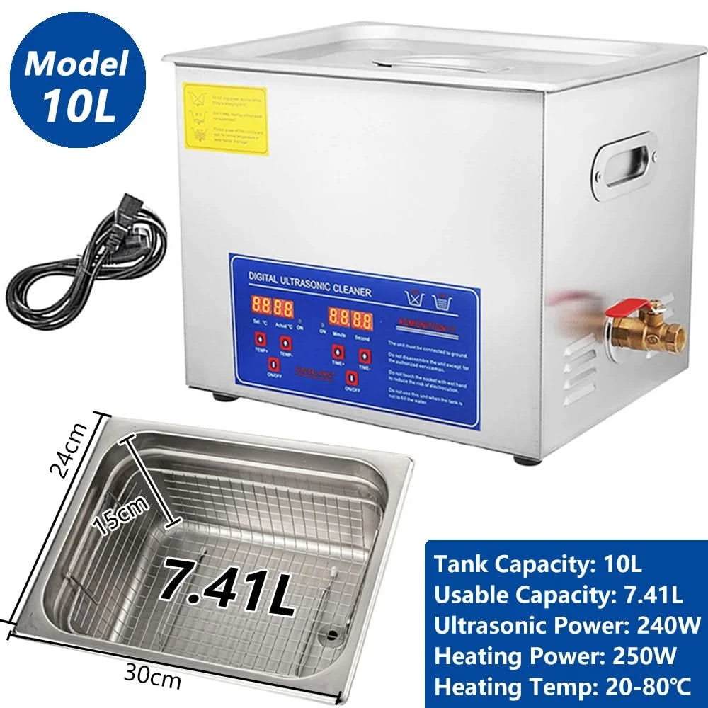 2/3/6/10L/30L Digitaler Ultraschallreiniger mit Heizfunktion 220V 40KHZ Edelstahl Ultraschallreinigungsgerät Haushaltsgerät