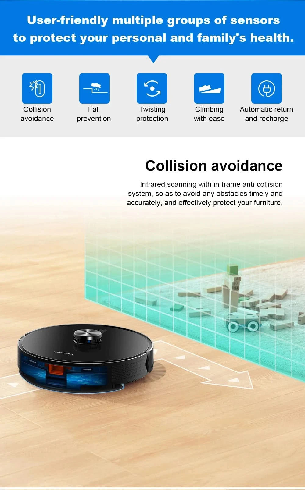 Liectroux/LILIN X6 Robot Vacuum Cleaner,Laser System,6500Pa,Smart Home Appliance,Restricted Area Map,Zone Cleaning for Carpet