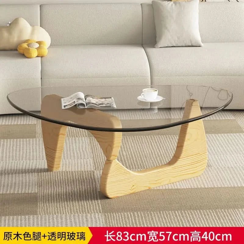 Modern simple creative round coffee table household small apartment living room tempered glass coffee table Internet celebrity