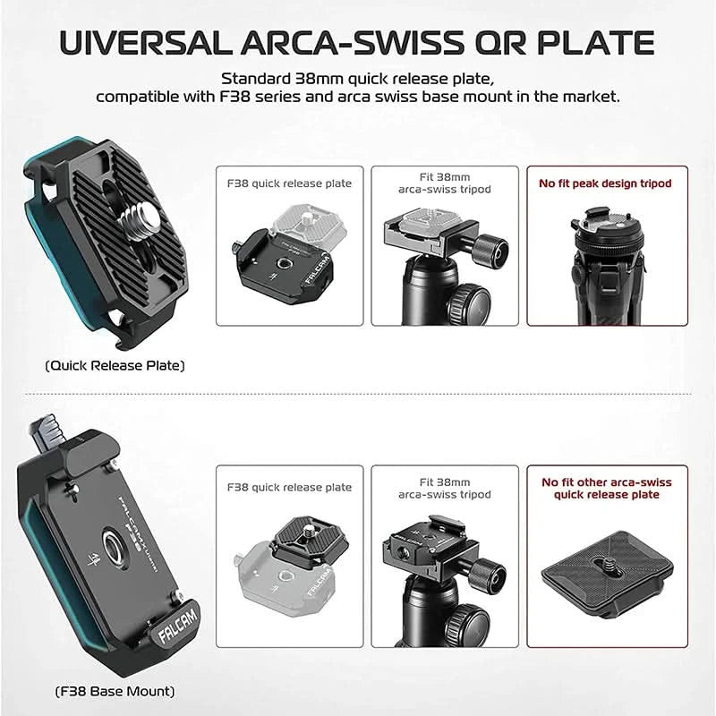 Ulanzi FALCAM F38 Universal Arca-Swiss Schnellwechselsystem Platte Klemme Schnellwechsel-Set für DSLR-Kamera Gimbal Stativ