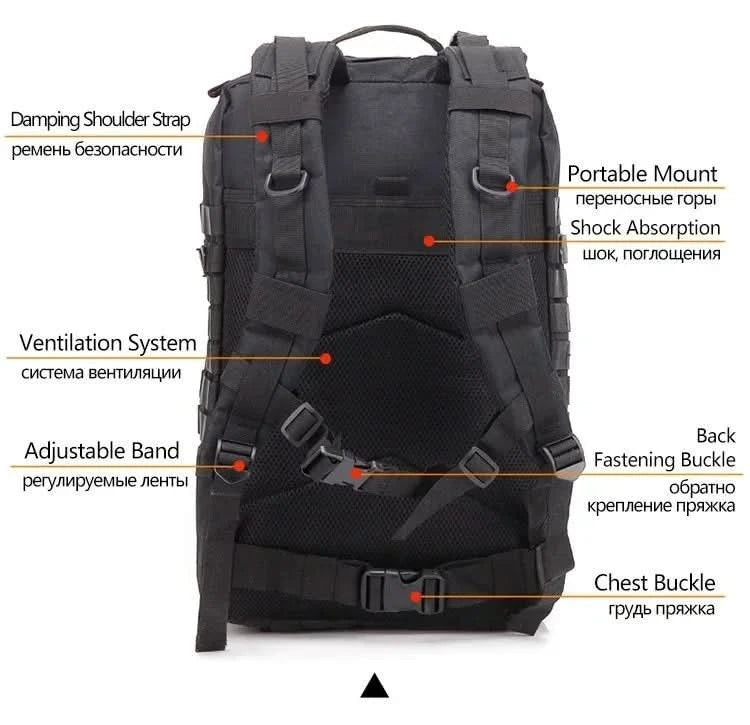 45L Man Hunting Tactical Backpacks Outdoor Traveling Trekking  Bags Outdoor 3P School Pack EDC Molle Pack for Hiking Bag