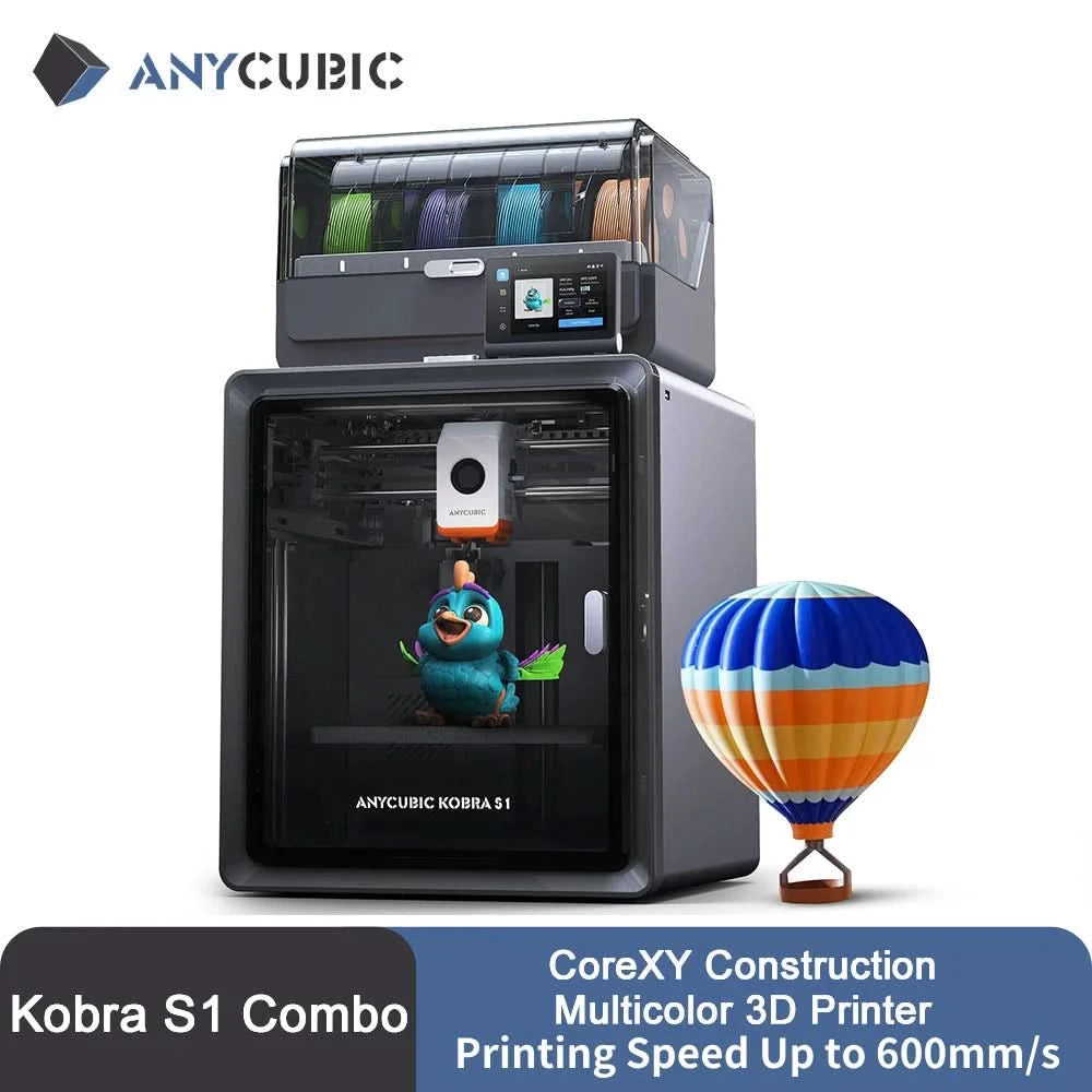 Anycubic Kobra S1 Combo Multi-Color 3D Printer Up to 600mm/s High Speed Printing Auto Leveling CoreXY Structure Direct Extruder