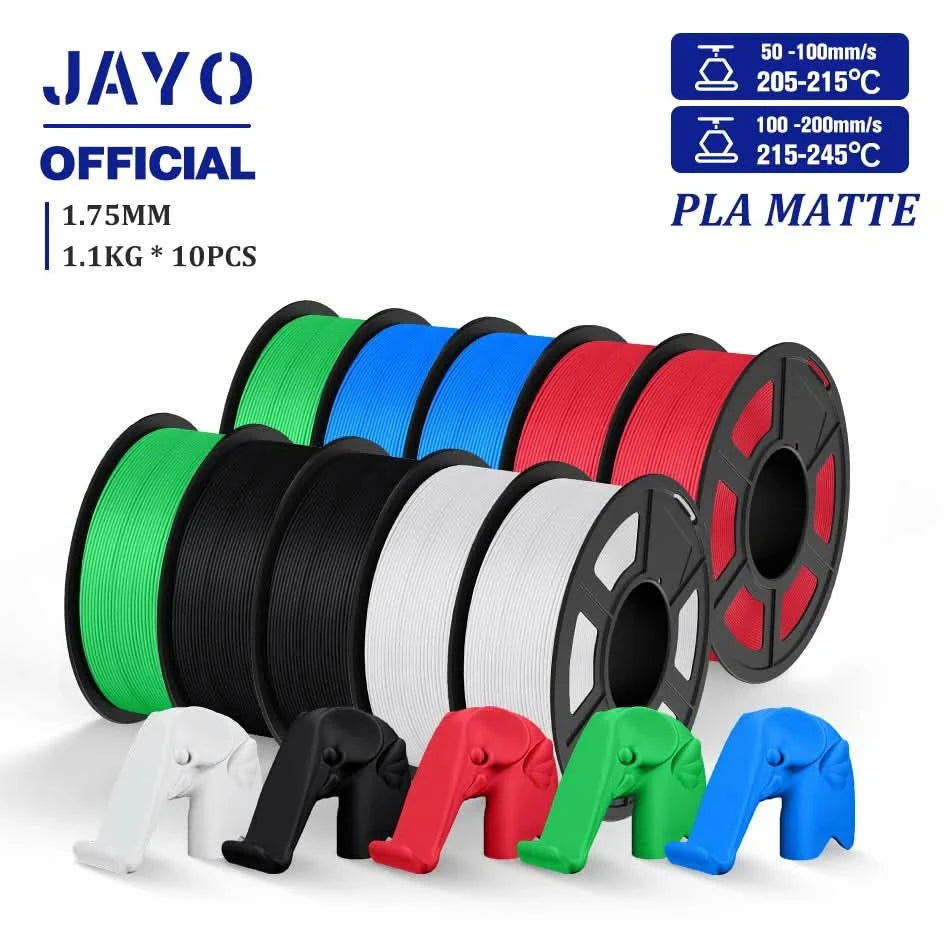JAYO 3D Filament 1.75mm PLA / PLA Plus / PLA Meta/ Seiden-PLA+/PLA Matt 3D-Drucker-Filament 1.1KG Für FDM Multicolor Set 10 Rollen