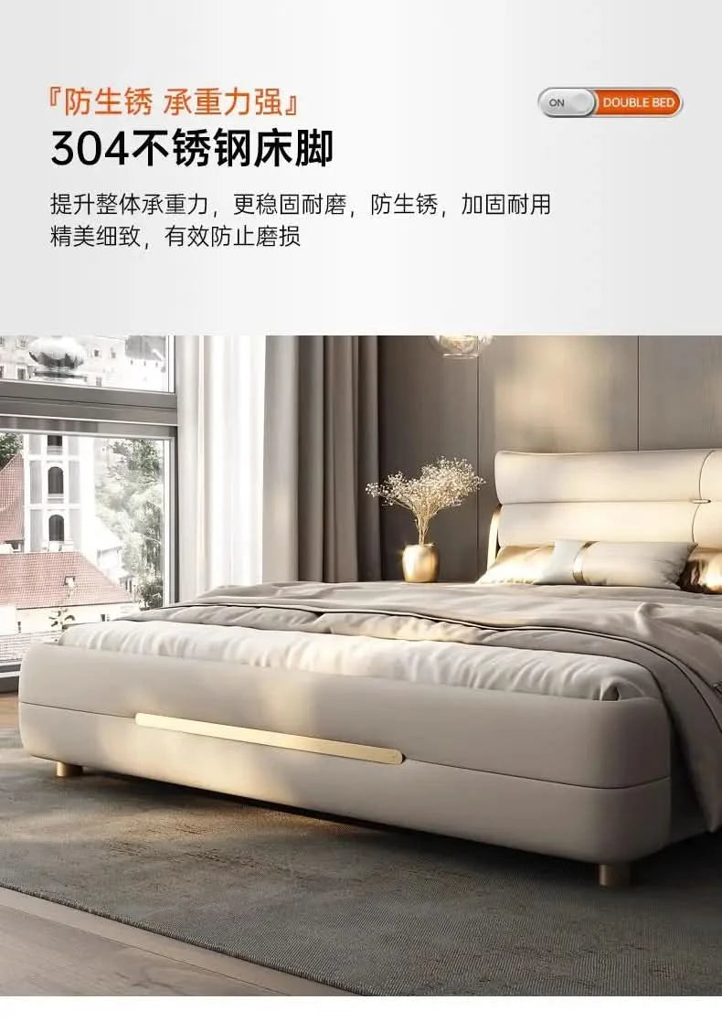 Modern Aesthetic Bed Multifonction Organiser King Size Double Bed Storage Space Marco De Cama Queen Moderno Luxury Furniture