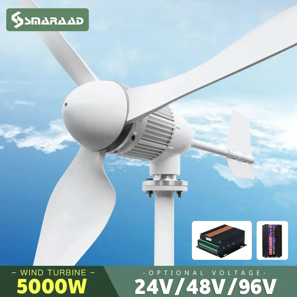 5000 W 2 kW Horizontale Windkraftanlage Generator 96 V 48 V 24 V Freie Energie Magnet Dynamo Starke Leistung 220 V Wechselrichter Ausgang für Zuhause