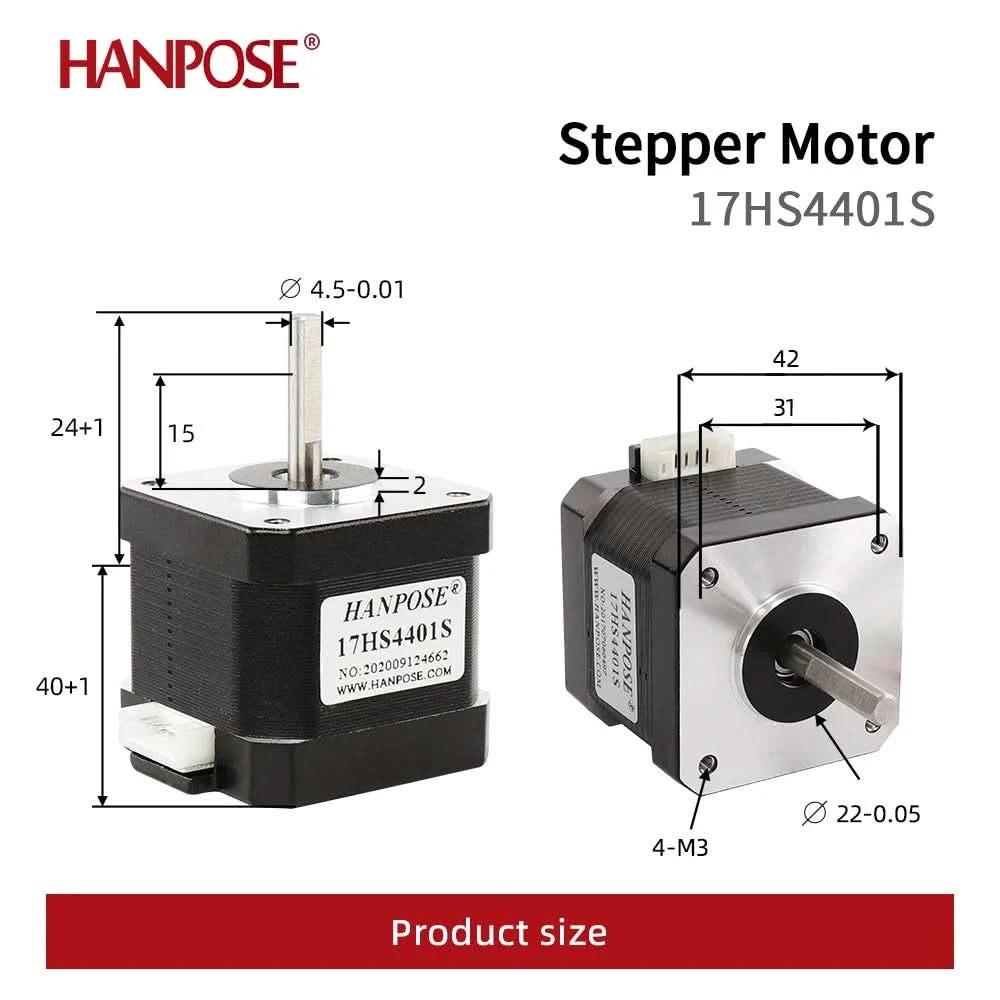 HANPOSE Nema17 Schrittmotor, Drehmoment 78 oz-in (52 N-cm), Strom 1,8 A. Modelle 17HS8401 17HS 2408 17HS3401S 17HS4401S 17HS6401S