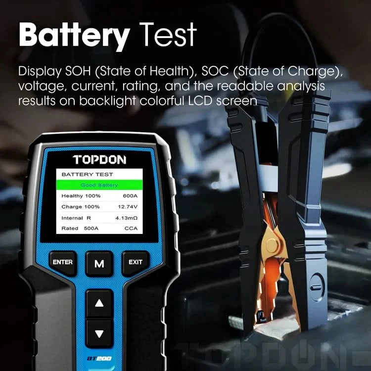 TOPDON BT200 12V 24V Car Battery Tester Battery Load Tester Battery Analyzer Car Truck Mechanics Repair Auto Diagnostic Battery