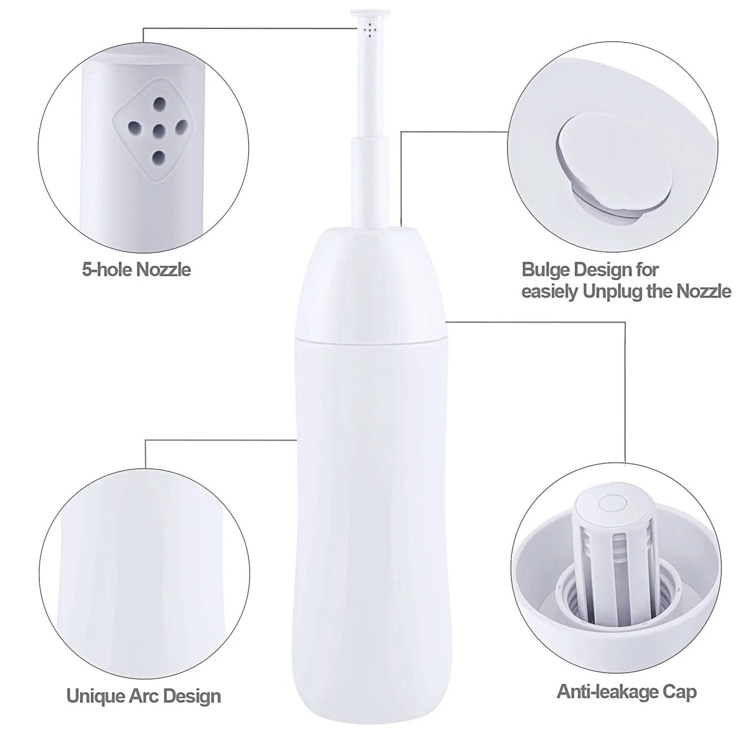 Tragbares Bidet – Reise-Handbidetflasche mit einziehbarer Sprühdüse zur Hygiene-Reinigung, Körperpflege, 400 ml, mit Tasche