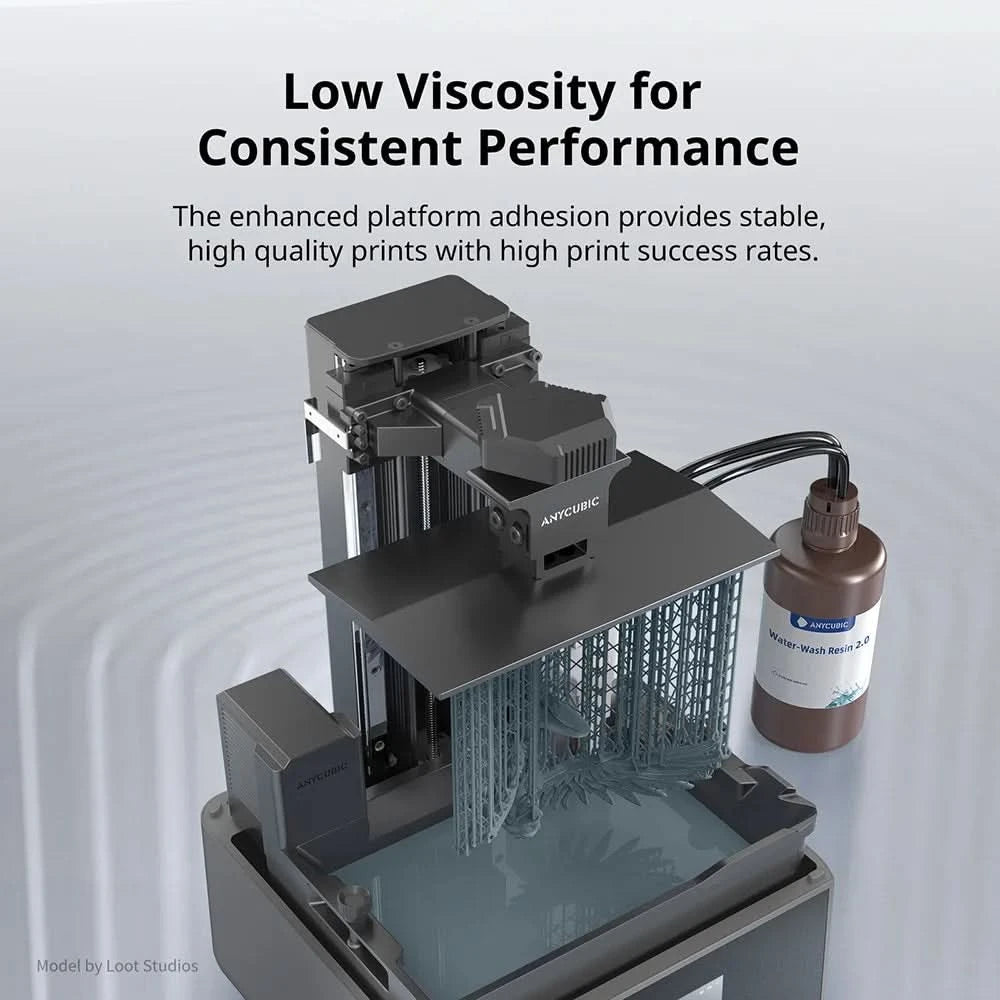 ANYCUBIC Wasserwaschbares Harz Geruchsarm Niedrige Viskosität 405nm UV-Harz für LCD-3D-Druck Hochpräzisions-3D-Druckerharz