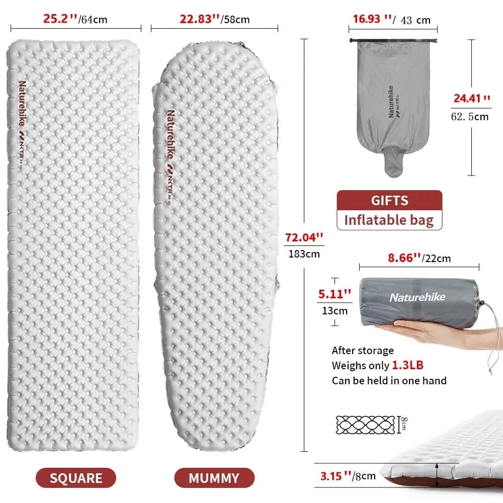 Naturehike Inflatable Mattress R 5.8 Outdoor Portable Foldable Tent Sleeping Single Pad Ultralight Hiking Travel Camping Mat