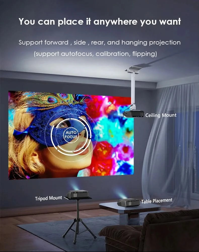 CAIWEI A10R Projektor 4K Android für Zuhause Full HD 1080P Autofokus Wifi 6 3500 ANSI Smart TV Tragbarer Beam-Projektor in Brasilien