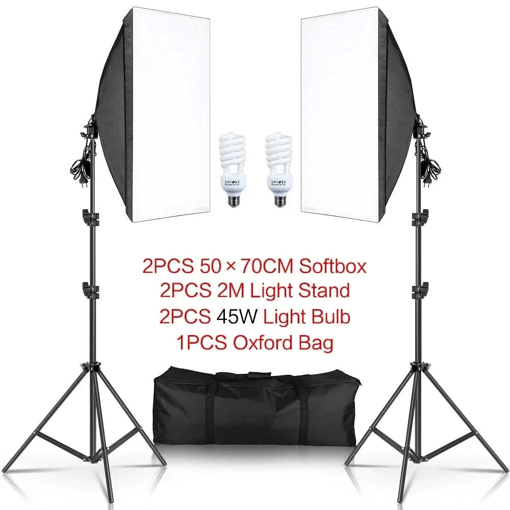 Studio-Kit Foto Softbox Lichtbox Beleuchtung Einzelne Led-Lampe mit Stativ Fotografie Shooting Soft Box Blitz E27 Zubehör