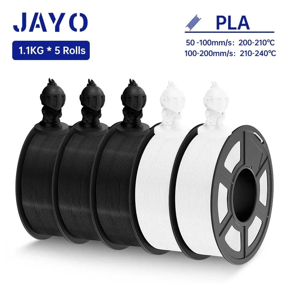 JAYO PLA Filament 1.75MM 5Rolls 3D Printer Filament PLA 100% No Bubble for FDM Coloful 3D Printing Material DIY Gift
