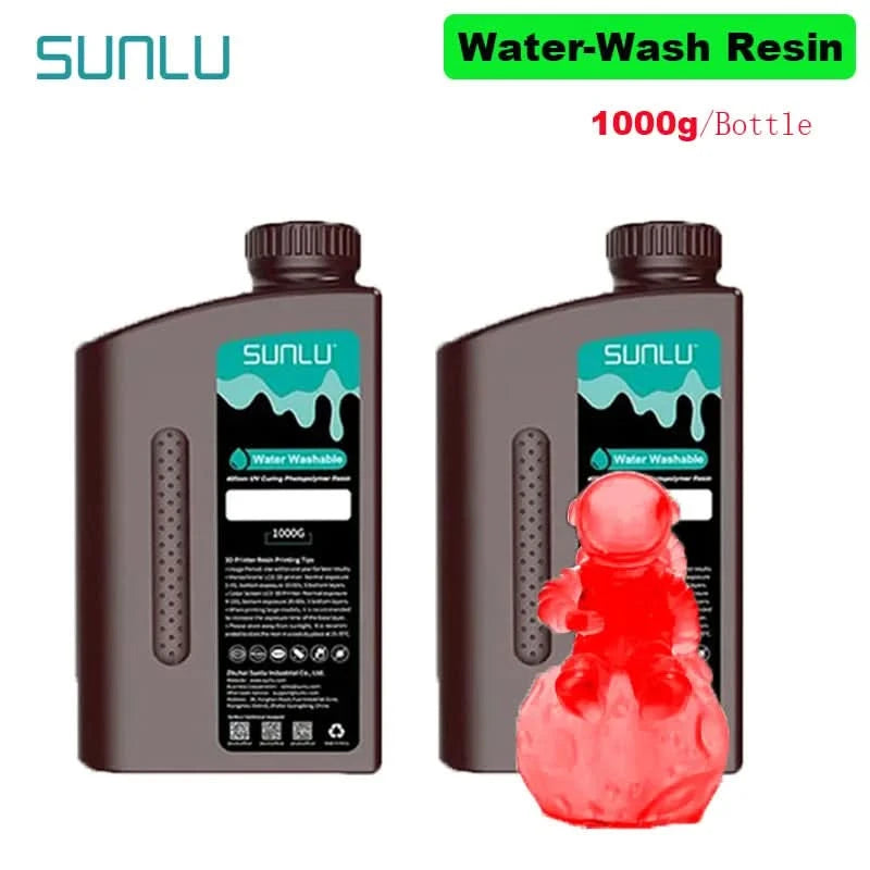 SUNLU 2KG Wasserwaschbares / Wasserwaschbares ABS-Harz Harz 1000G/Flasche 405nm Schnelles UV-härtendes Photopolymerharz für LCD-3D-Druck