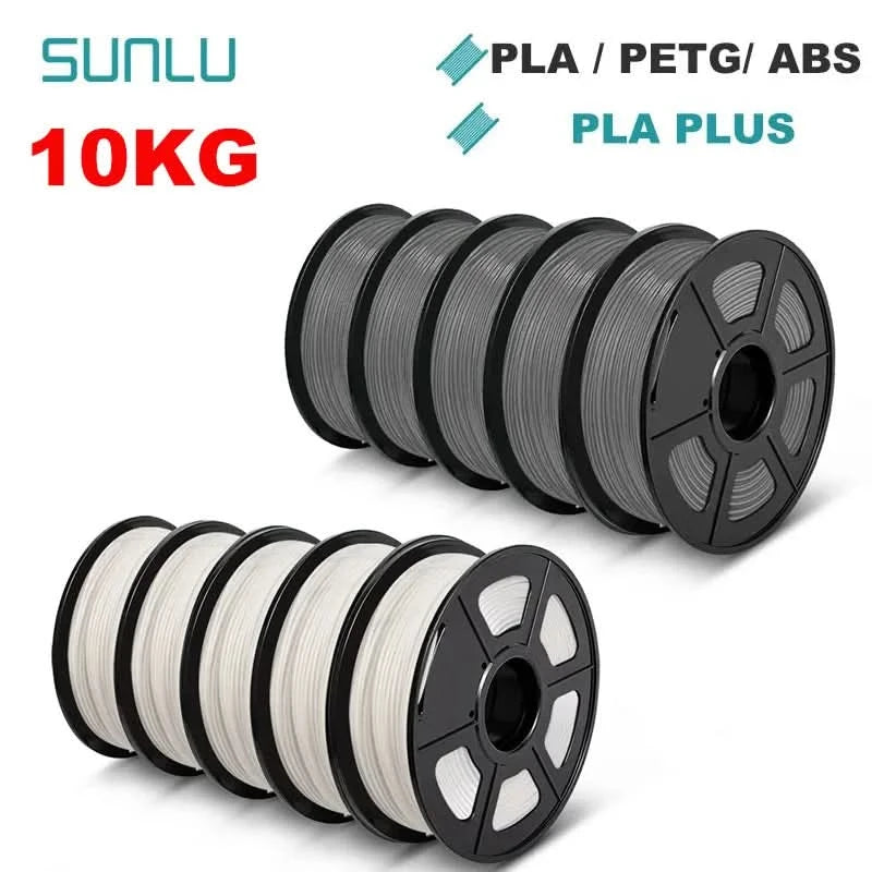 SUNLU 10KG 3D Filament PLA/PLA PLUS/PETG/Easy ABS Filament 1.75mm 10 Rollen 1KG sauber gewickeltes 3D-Drucker-Filament für 3D-Drucker