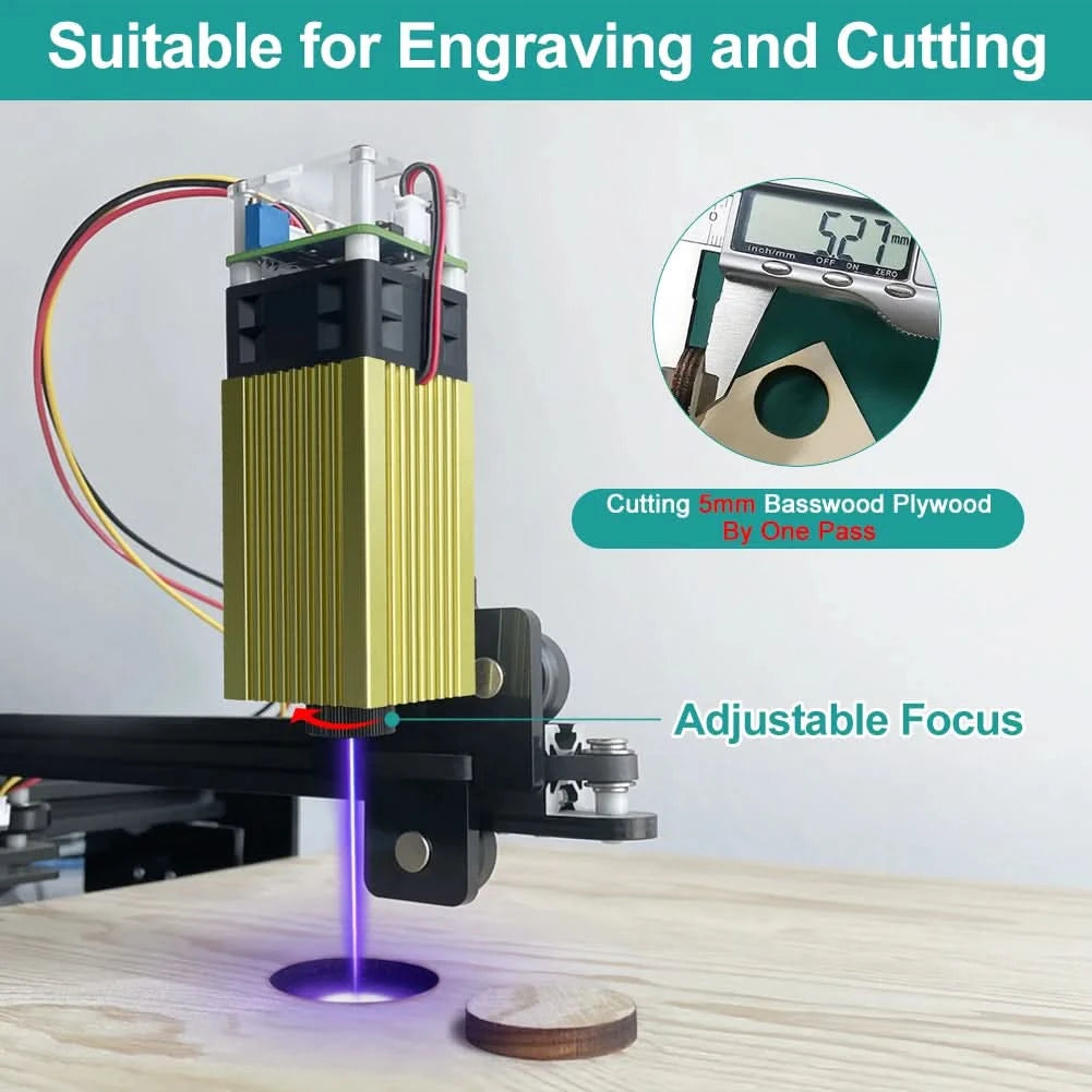 LASER TREE Lasermodul 4W 5W 10W optische Leistung mit Air Assist Laserkopf 450nm TTL Blaulicht Graveur Schneiden Holz DIY Werkzeuge