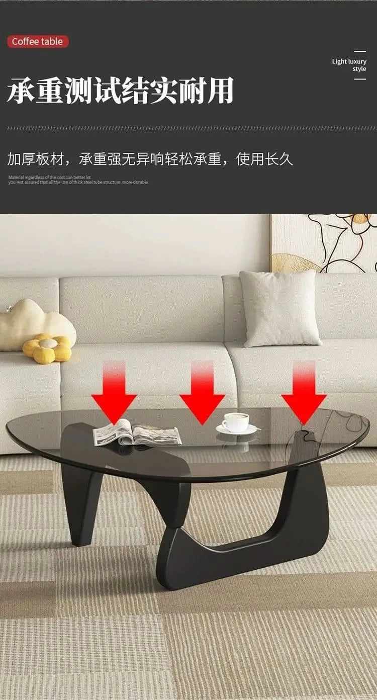 Modern simple creative round coffee table household small apartment living room tempered glass coffee table Internet celebrity