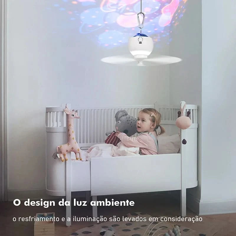 With LED Fan Light, 3 Speed Remote Control, Portable Travel, Easy to Install, Silent Room