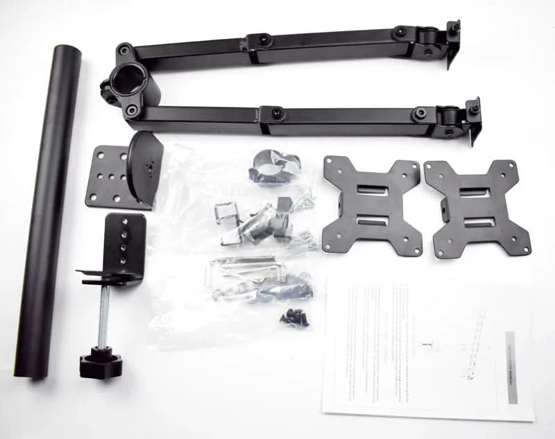 D-MOUNT MS02 9.9kg each head Full Motion 360 rotate Dual 10"-27" Monitor desktop holder stand long Mount Arm clamp and grommet