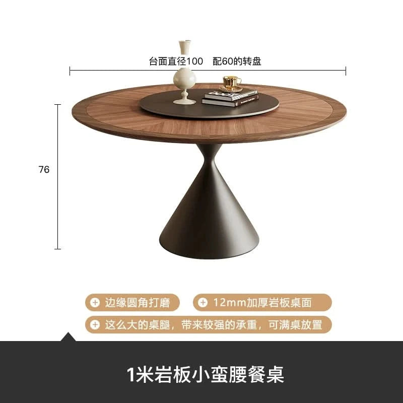 6 People Turntable Dining Table Vintage Legs Metal Design Round Coffee Table House Breakfast Juegos De Comedor Furnitures