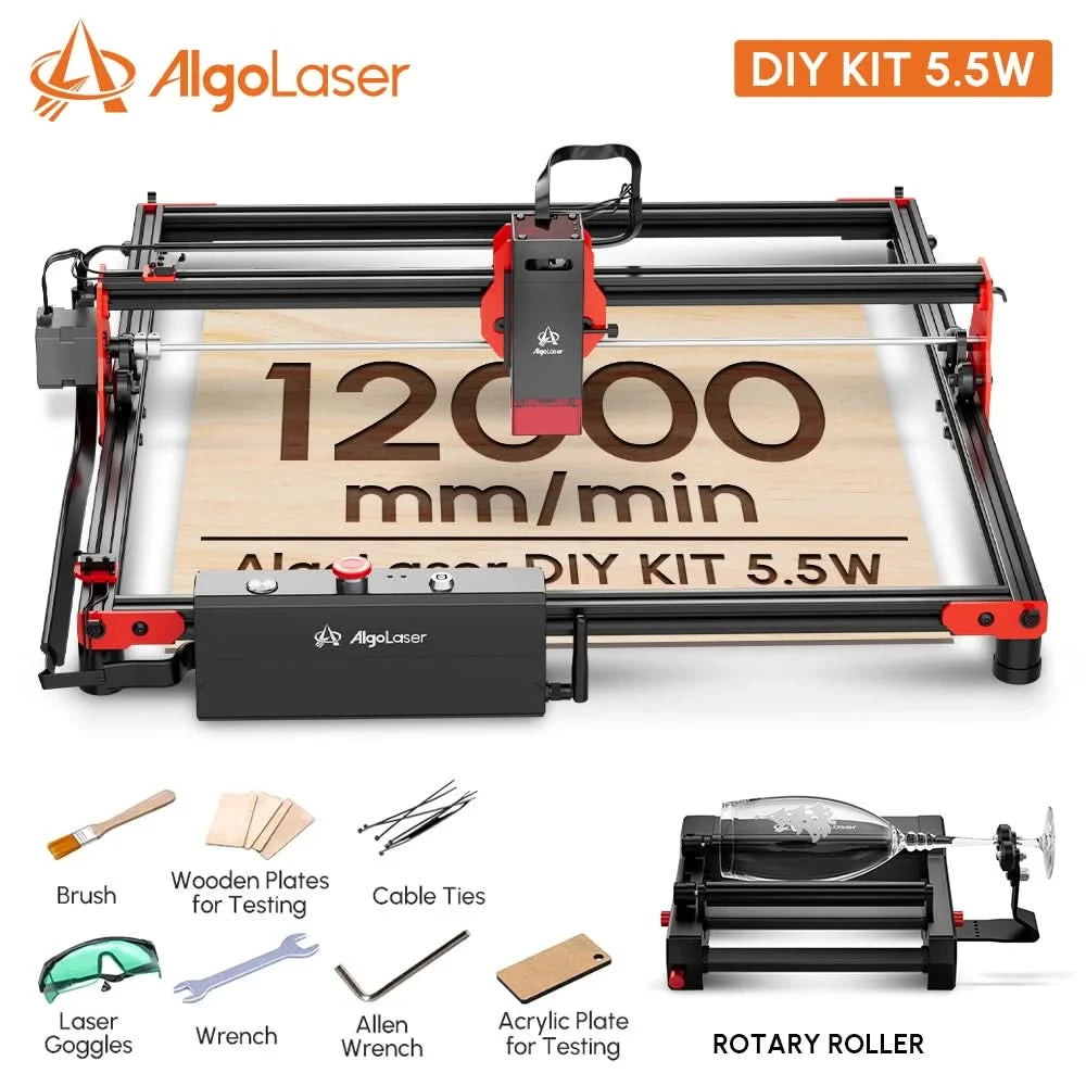 AlgoLaser DIY KIT Leistungsstarker Holzlaser-Gravur-Cutter WLAN Offline-Steuerung CNC Metall Glas Logo Druck Graviermaschine Ortur