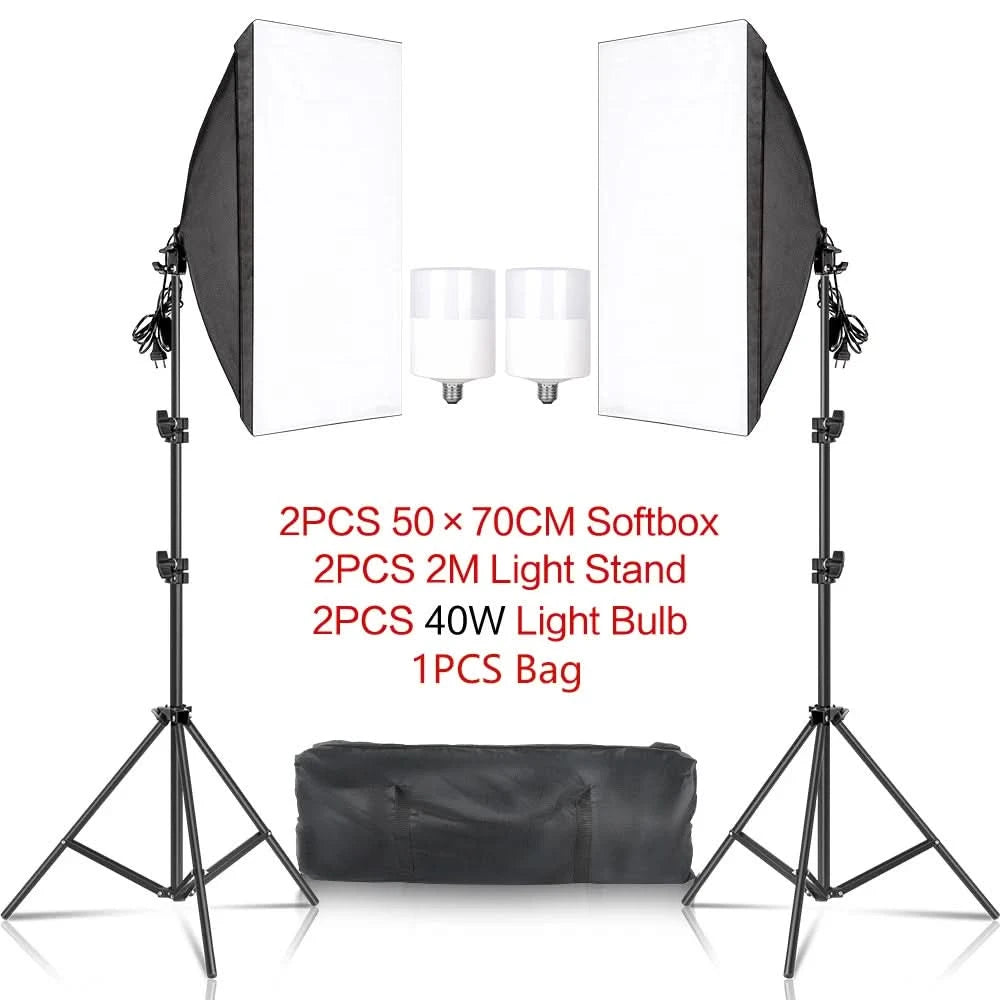Studio-Kit Foto Softbox Lichtbox Beleuchtung Einzelne Led-Lampe mit Stativ Fotografie Shooting Soft Box Blitz E27 Zubehör