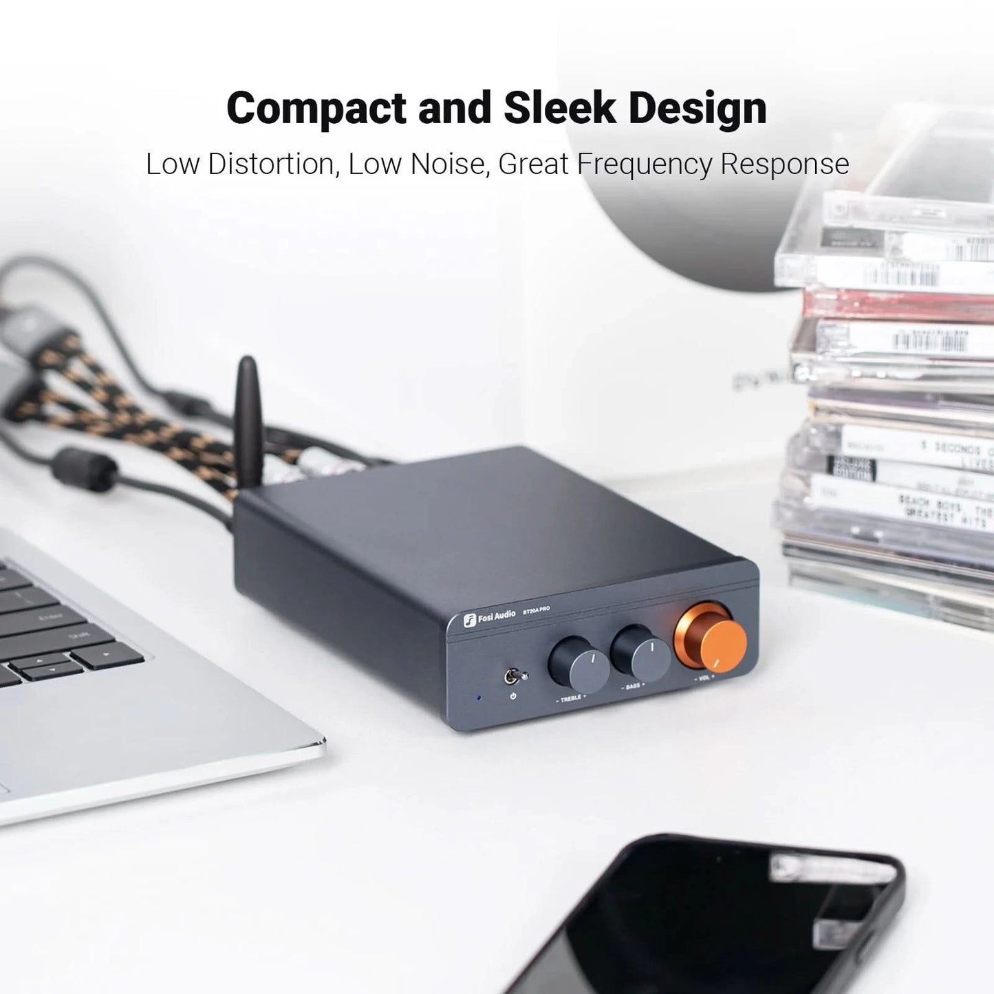 Fosi Audio BT20A Pro TPA3255 Bluetooth Sound-Endstufe 300W x2 Mini HiFi Stereo Class D Verstärker Bass Höhen für Heimkino