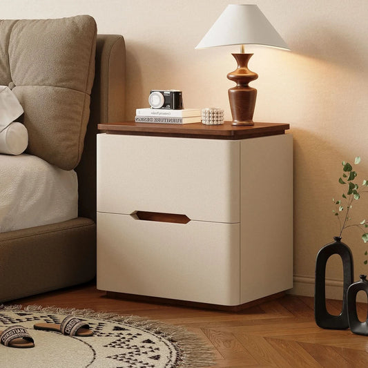 Bed Side Tables Bedroom, Night Stand with Drawers & Hidden Handle, Full Floor Cabinet Legs for Study, Living Room