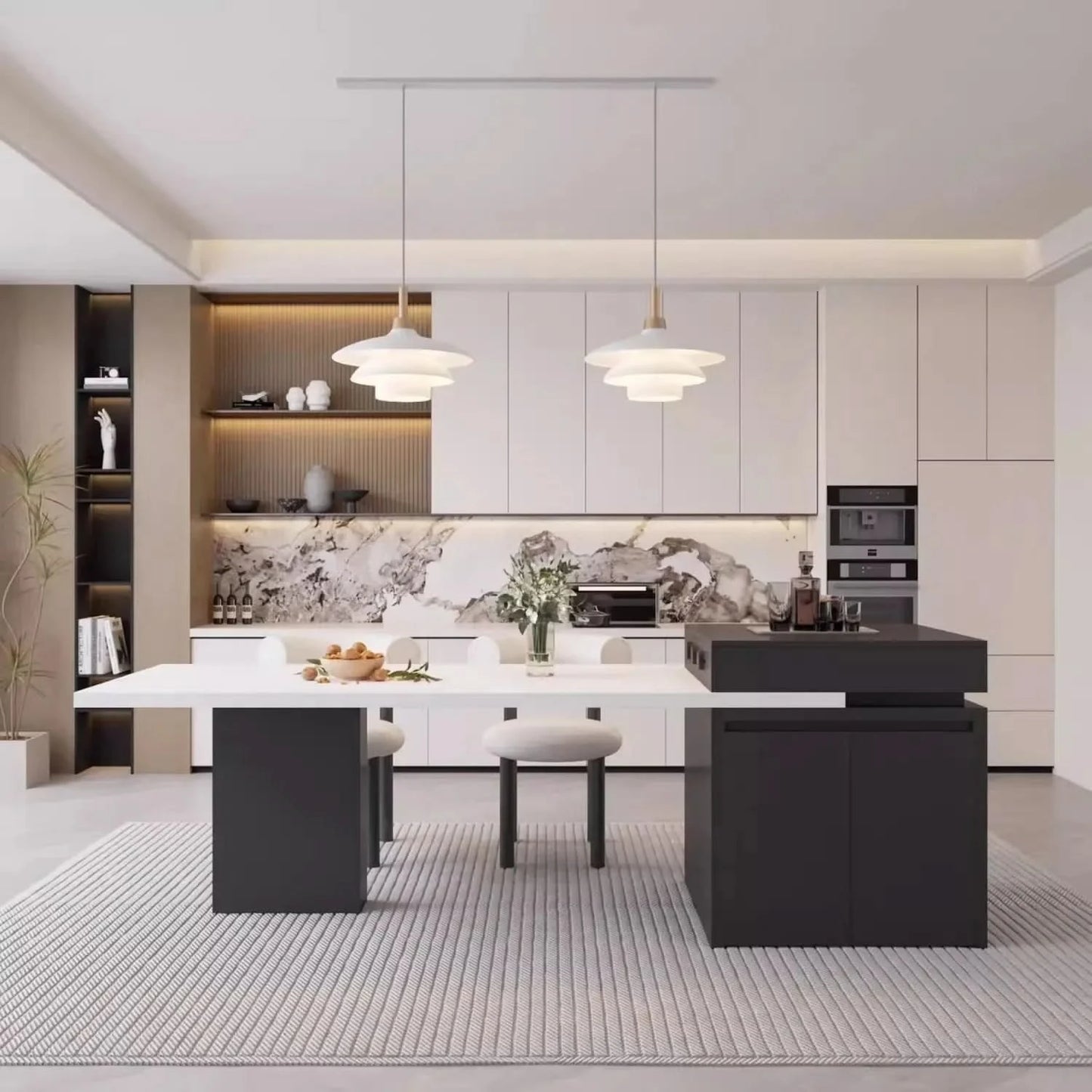 Kitchen Island Cart with Extendable Dining Table for 4-6 Person Rolling Kitchen Island with Slate Top Storage Kitchen Island Bar