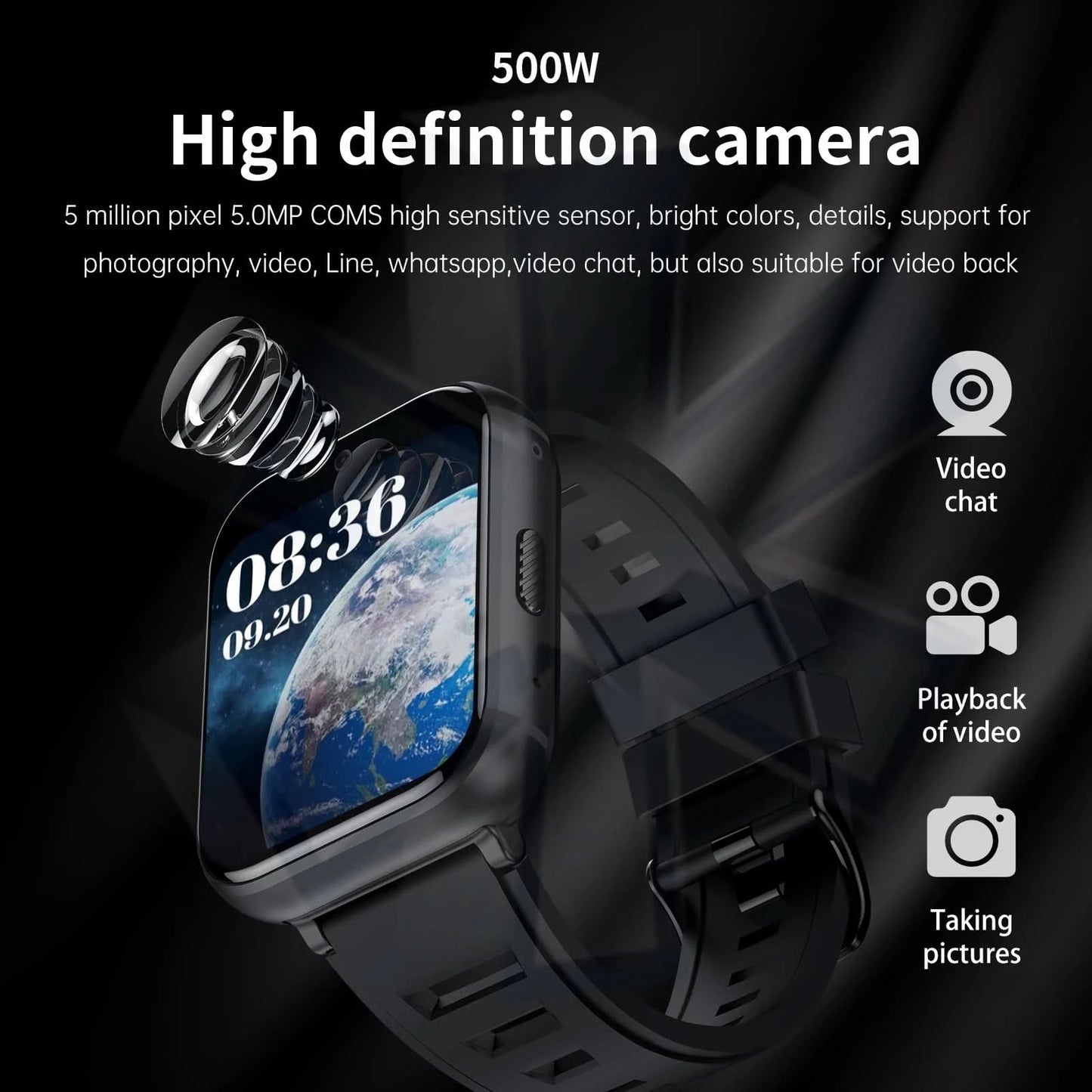Q668 4G Smartwatch 2025 Uhren 1,99 Zoll Herren Geschenk mit SIM Wifi Android IOS Wasserdicht Outdoor GPS Smartwatch für Xiaomi