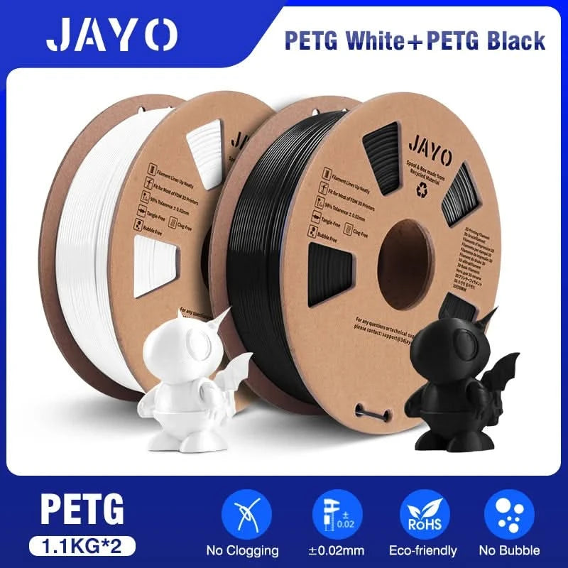 JAYO PETG/PLA/SILK/PLA Meta/PLA+/ABS 2 Rollen 3D-Drucker-Filament 1,75 mm Kreatives Modellmaterial für Kinder für 3D-Stift-Filament