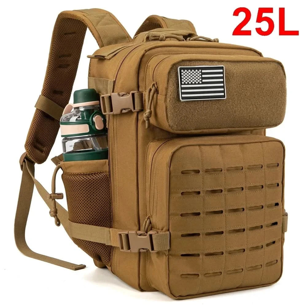 25L Taktischer Rucksack Outdoor Tasche Fitness Rucksack MOLLE Rucksack Damen/Herren Wander-Survival-Rucksack Herren Doppel-Getränkehalter