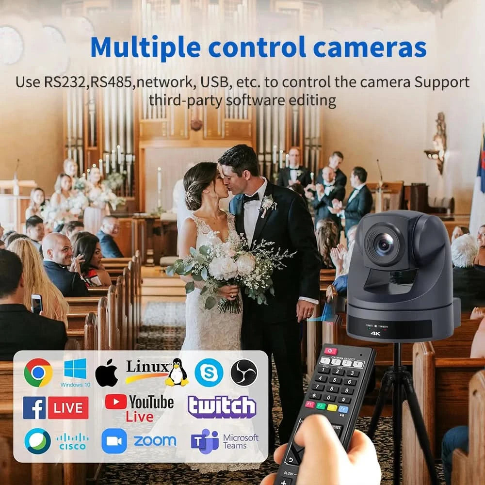 Runpu 4K30fps 20X Optical Zoom AI-Tracking Ptz NDI Camera HDMI LAN POE Live Streaming Broadcast Video Conference System Camera