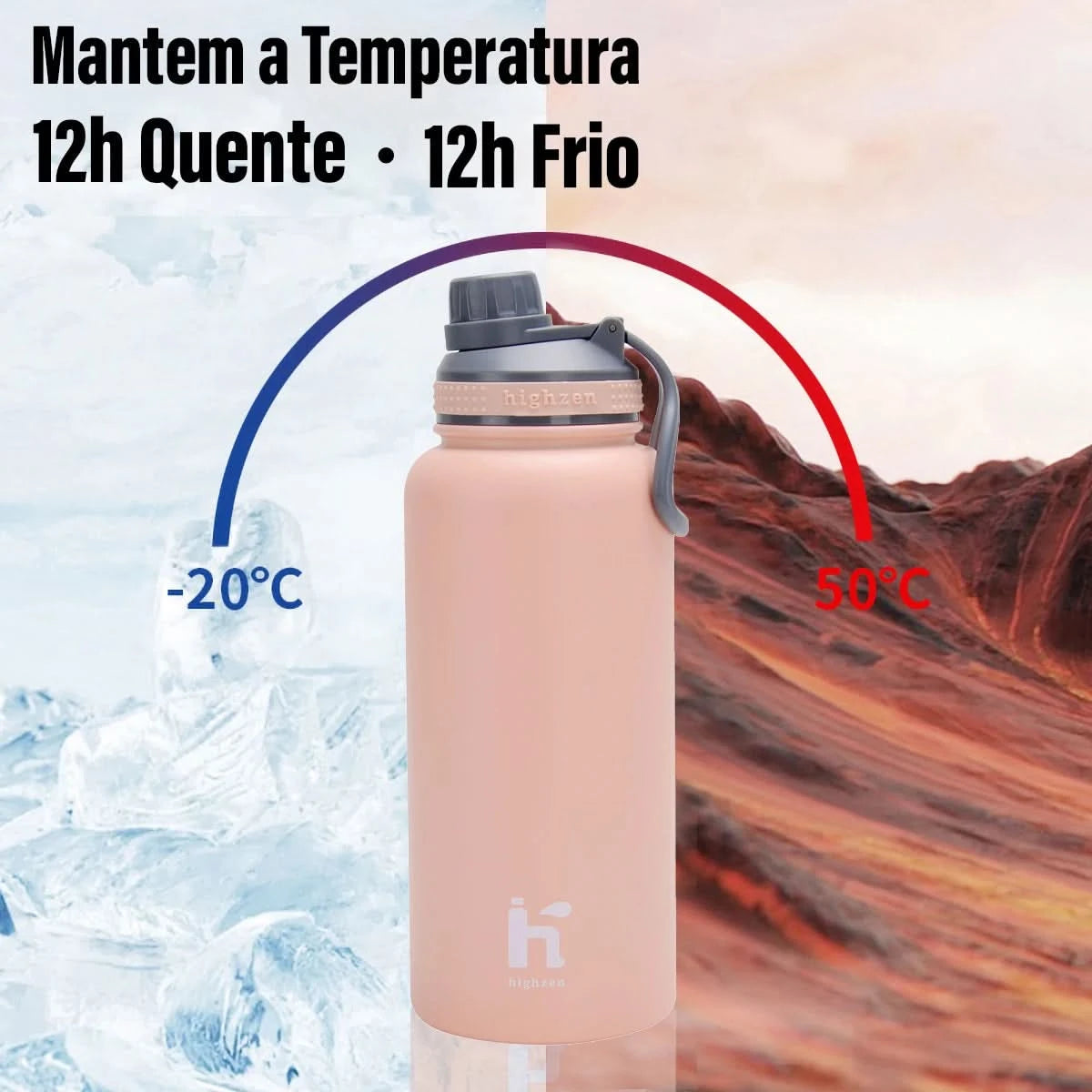 Stainless Steel Vacuum Insulated Fitness Water Thermos with 1000ML Handle